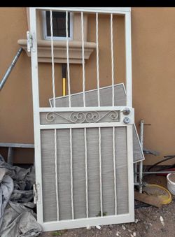 White security door for french doors USED