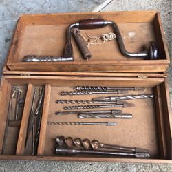 Antique Auger Drill And Bits