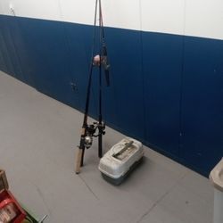 Fishing  Poles  With  A Tackle Box