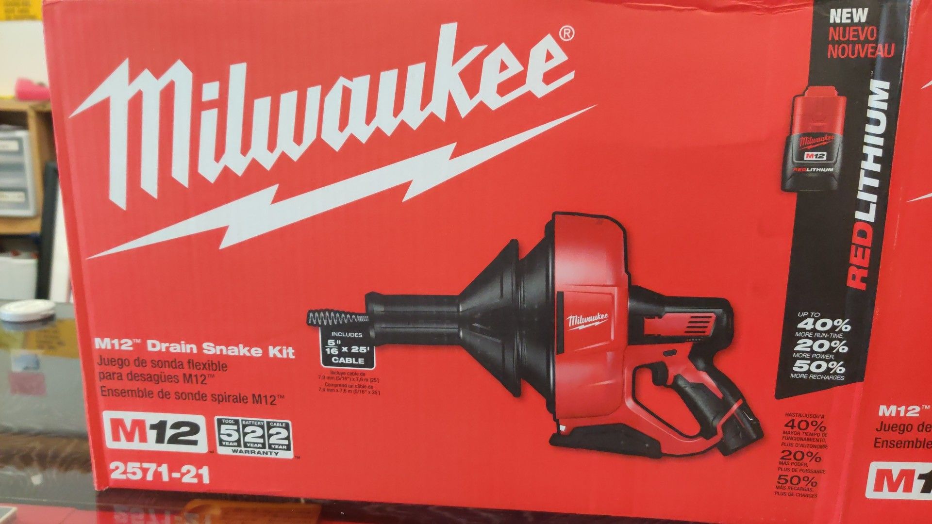 Milwaukee M12 Drain Snake Kit (New in Box, Box top was opened but tool was never removed)