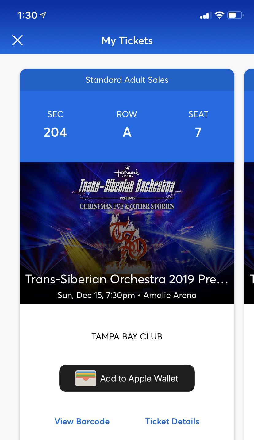 Reduced to sell- 3 Tickets to Transiberian Orchestra 12/15 7:30 Amalie