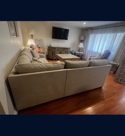 Beige Ashely Furniture Sectional Couch, Sofa 