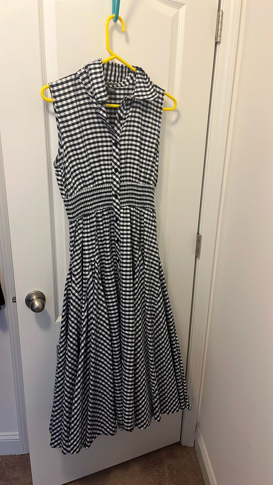 Sleeveless Navy and White Summer Dress
