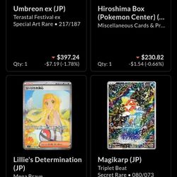 Pokemon cards and one piece
