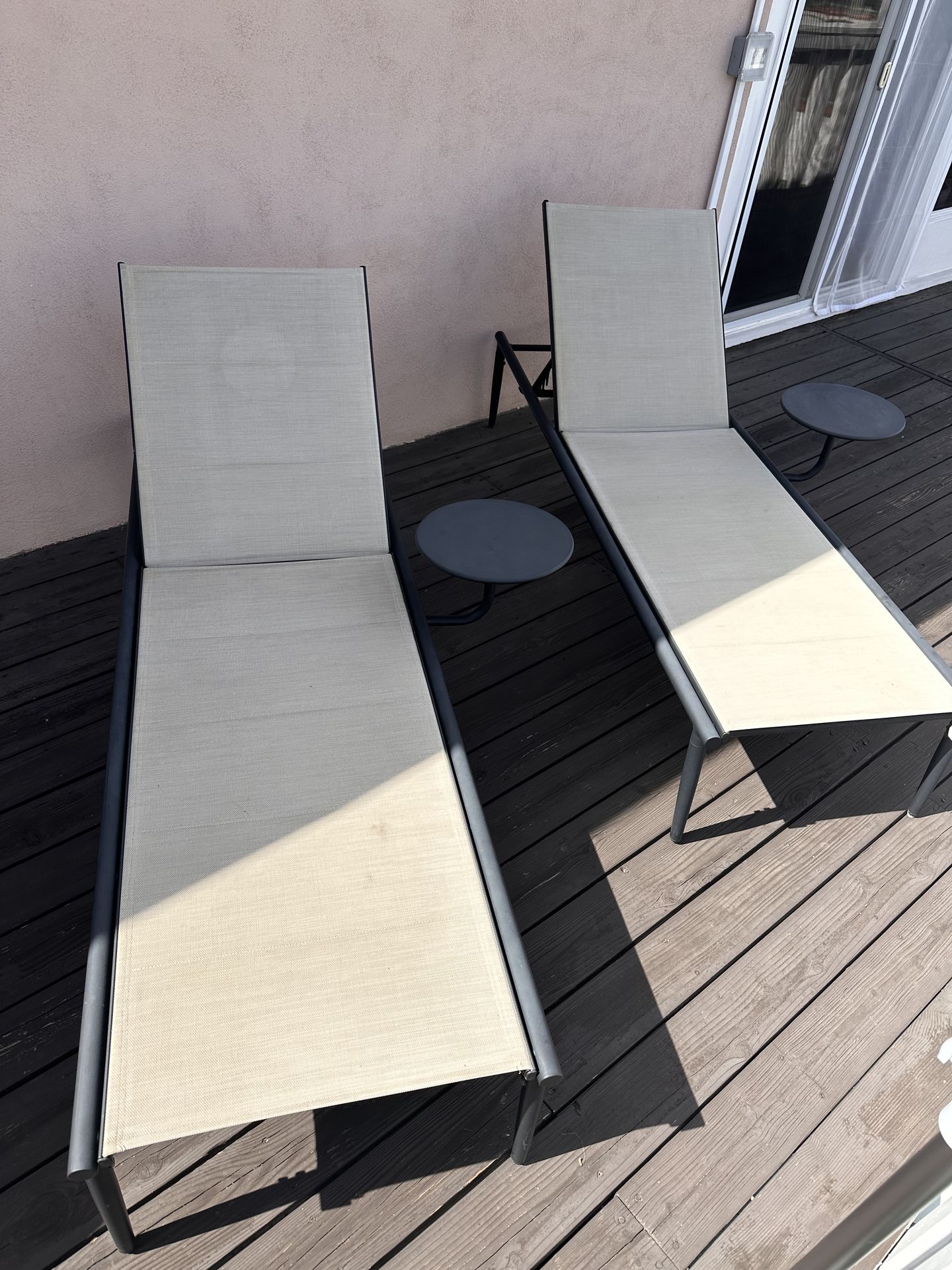 2 x Sun Loungers with Tables