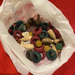 Vintage wooden game pieces