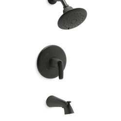 Kohler Avail Matte Black 1-Handle Multifunction 7.25-in Round Bathtub And Shower Faucet (Valve Included)