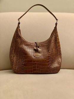 100% Leather Designer Handbag Paris Roseau Croc