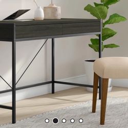 Black Metal Base Computer Desk+ Drawers