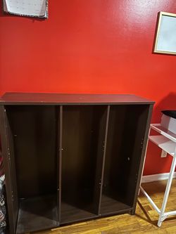 Dark Brown Wood Storage Cabinet No Doors