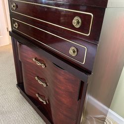 Vintage Serpentine Chest Of Drawers And Highboy Dresser