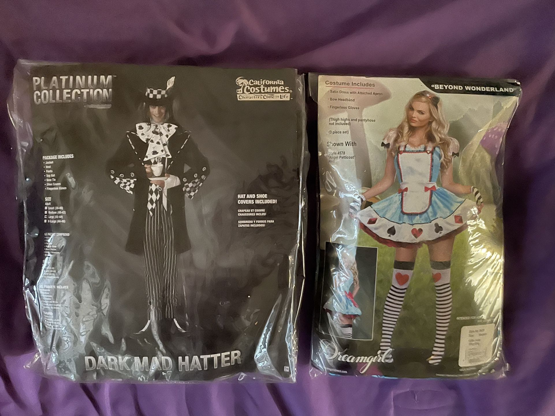 Costume Set-Alice In Wonderland ,Medium, And Mad Hatter, Large 