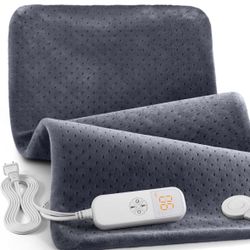 Electric Heating Pad for Back Pain Relief, 33"x17" , 6 Heat Settings & Auto Off, Gray