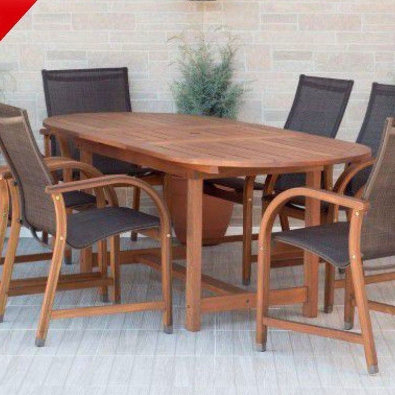 BRAND NEW FREE SHIPPING 7 Piece 100% FSC Solid Hardwood Patio Extendable Dining Set