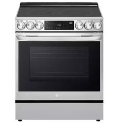 LG 5 Burner Element Slide-In Electric Range in PrintProof Stainless Steel w/ Instaview, Air Fry, ProBake