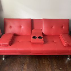 Red Leather Futon 