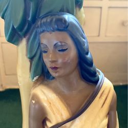 Vintage 1950s Polynesian bamboo tiki style lamp mid century modern