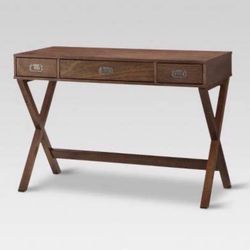 Campaign Wood Writing Desk with Drawers Midtone Brown - Threshold