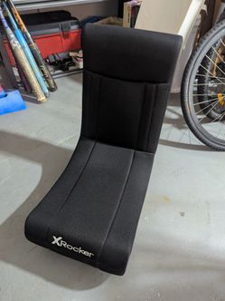 Foldable black rocking gamer chair with fabric