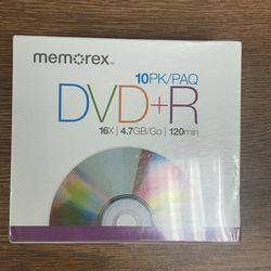 Memorex DVD+R 10 Pack 16X 4.7GB 120 Minute Blank Discs