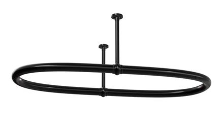 SATOH Oval Shower Curtain Rod for Bathroom Ceiling Mounted Low Carbon Steel Shower Curtain Rail for Clawfoot Tub Black Curtain Rod with Adjustable Cei