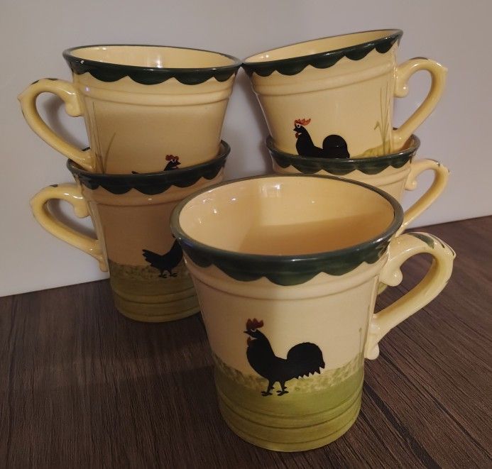 German Vintage Rooster and Hen Mugs
