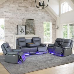 BRAND NEW LEATHER SOFA SET POWER RECLINER 