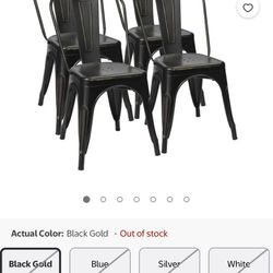 Set of  4 Black Metal Chairs
