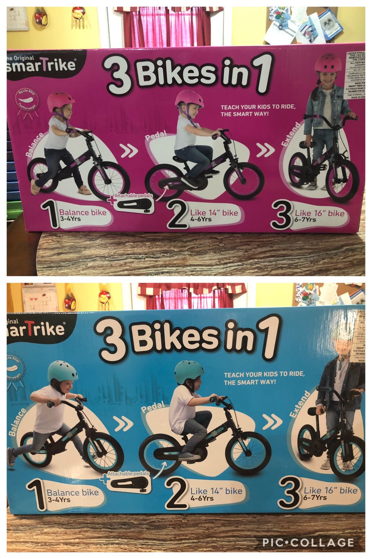 New SmarTrike 3 in 1 Convertible Balance to Pedal Bike for kids 3-7 yrs (have Blue or Pink)