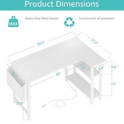 White L desk (2 Shelves) 39.5” X 27.6” X 28.9”