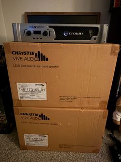 Set of Christie Vive Audio LS2S Line Source Surround  Speakers and Crown XLS1500 Amp
