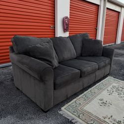 Gray Velvet Suede Sofa 
