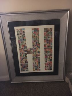 Original Hi Art piece hand made with stamps from all over the word.