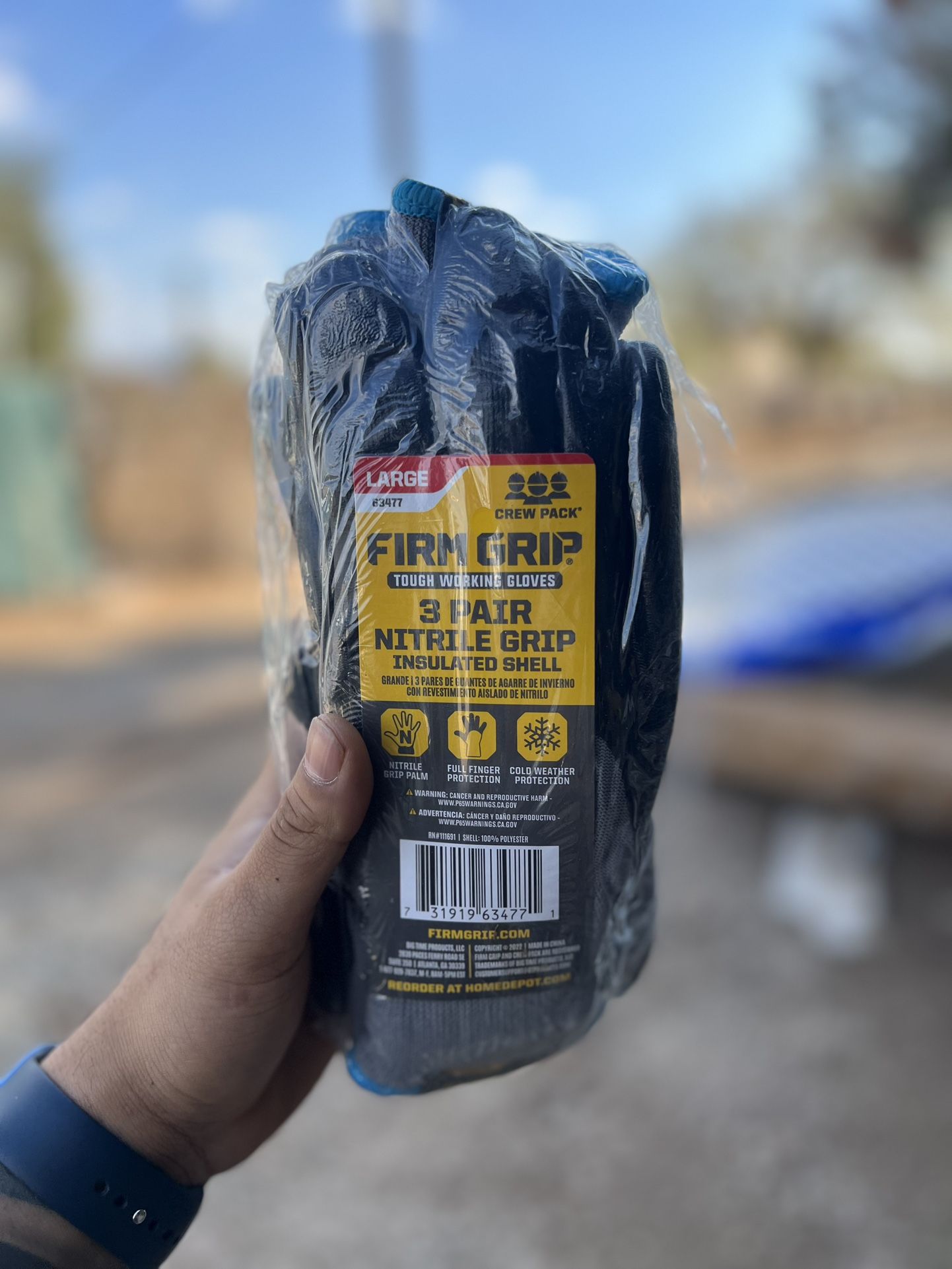 New FIRM GRIP Large Winter Nitrile Grip Gloves with Insulated Shell (3-Pack)