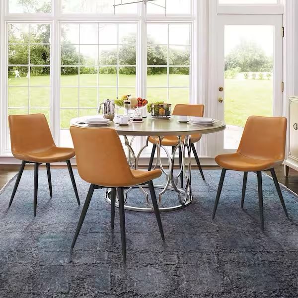 18 in.Whiskey Brown Low Back Metal Frame Dining Chair