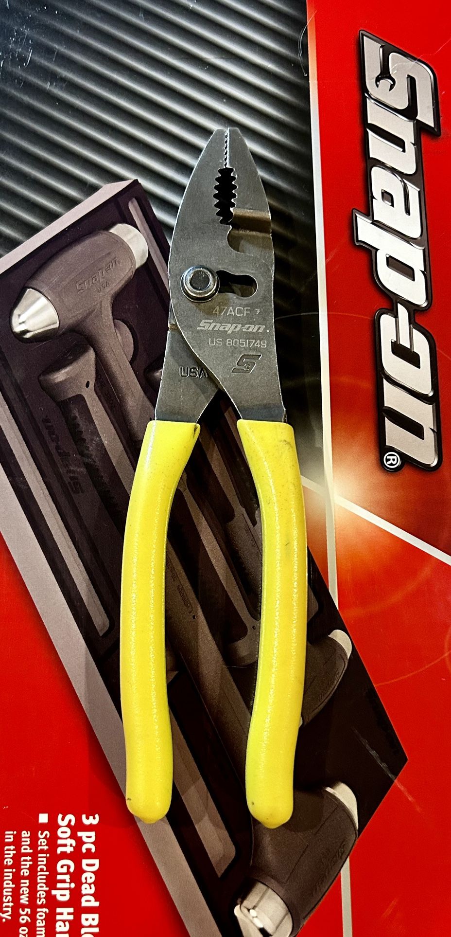 Snap On 8" Talon Grip™ Combination Slip-Joint Pliers Hi Viz 47ACF