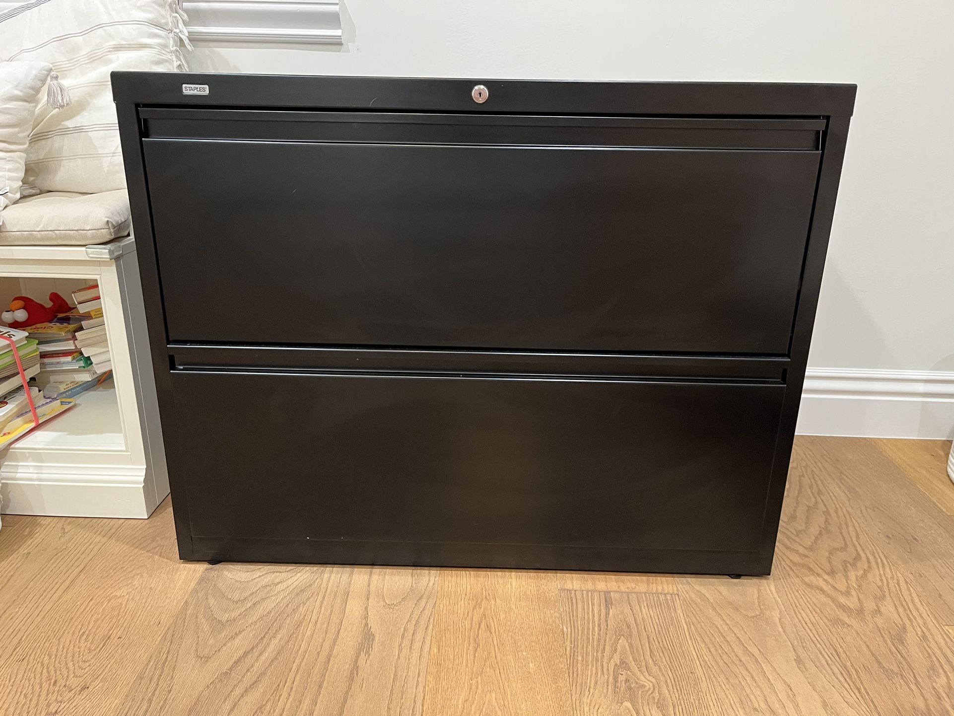 Black Filing Cabinet With Keys (and Removable Magnetic Label)