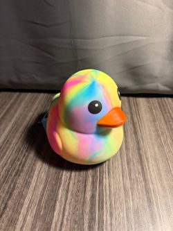 Rainbow Tie-Dye Duck Squeezy Stress Toy NWT