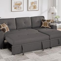 😎 Convertible Sectional, Sofa Bed, Gray Color, New In The Box.