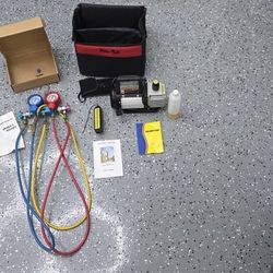 HVAC Vacuum Pump Kit + Gauges + Leak Detector – Complete Set