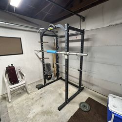 PowerTech Squat Rack + Olympic Barbell – Full Home Gym Setup