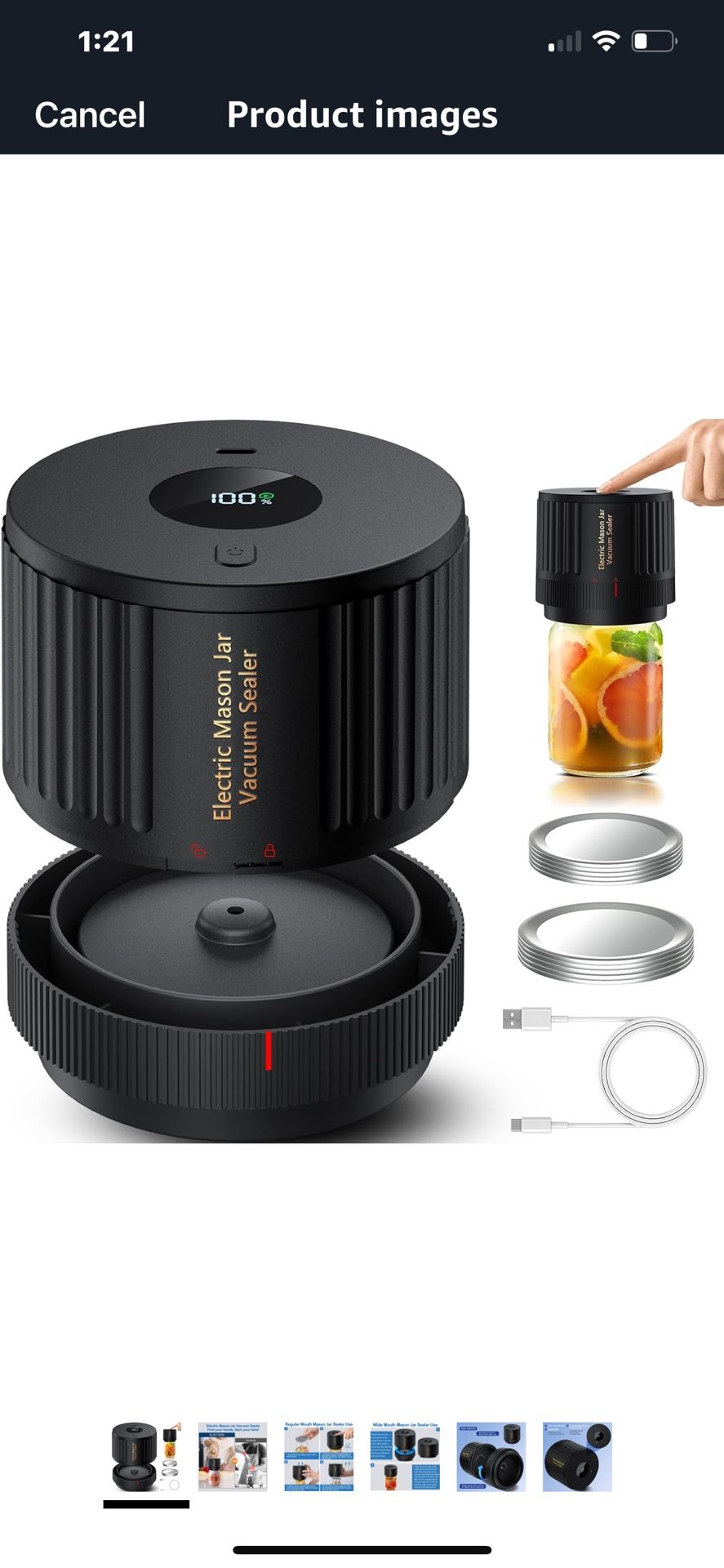 Electric Mason Jar Vacuum Sealer Kit for Wide Mouth and Regular Mouth Mason Jars