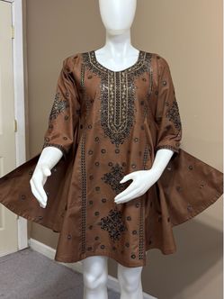 Cotton embroidered peplum top