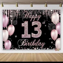 Girls 13th Birthday Backdrop