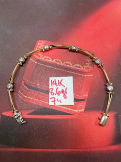 14K Solid Gold Bracelet For Wedding 8.6Gr 7 Inches Long