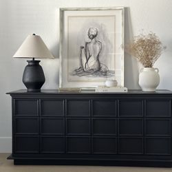 Solid Wood Black Dresser, Credenza, Sideboard