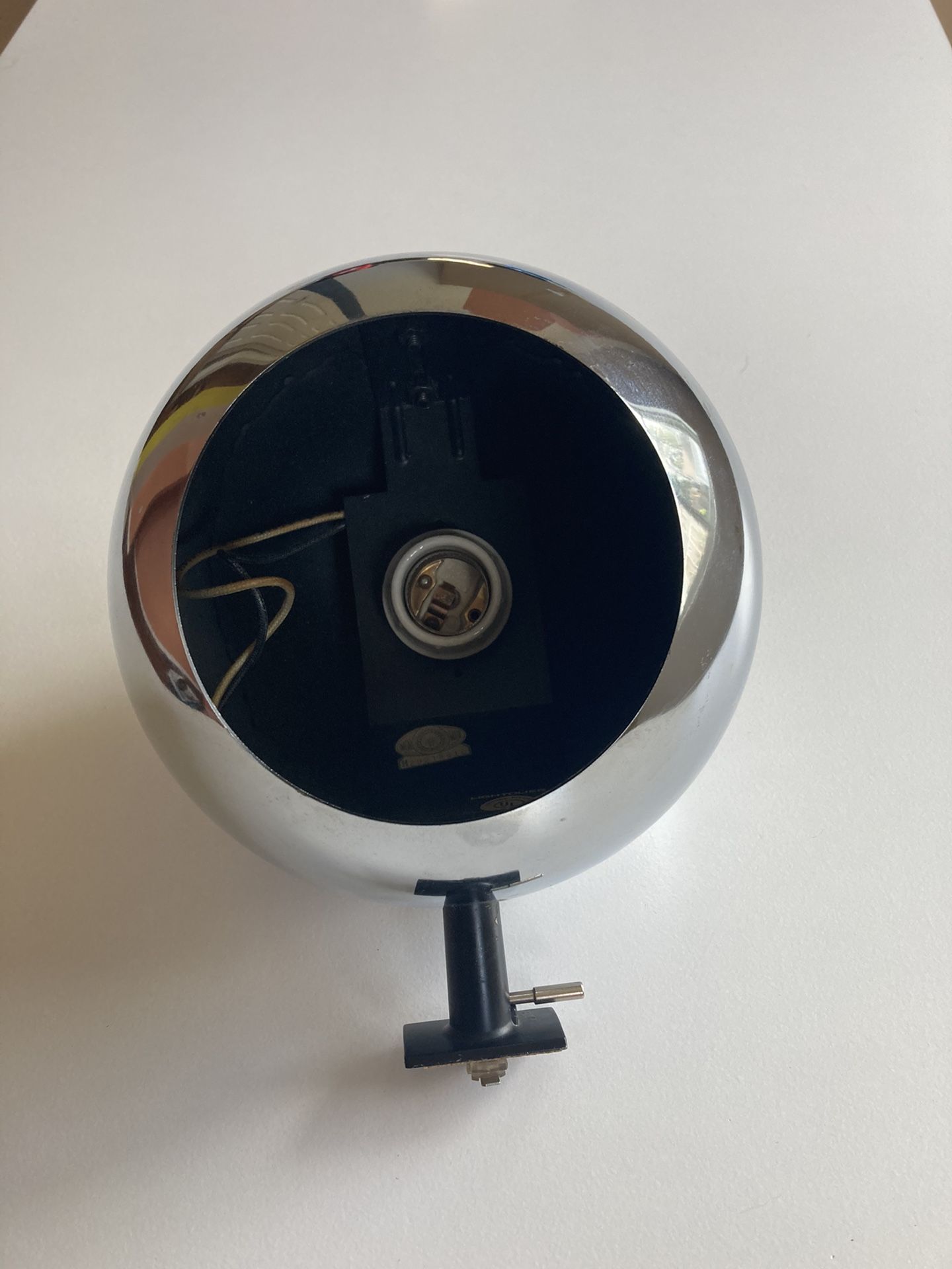 Vtg RARE Mid Century Lightolier LYTESPHERE Chrome Orb MCM Light Fixture Ceiling