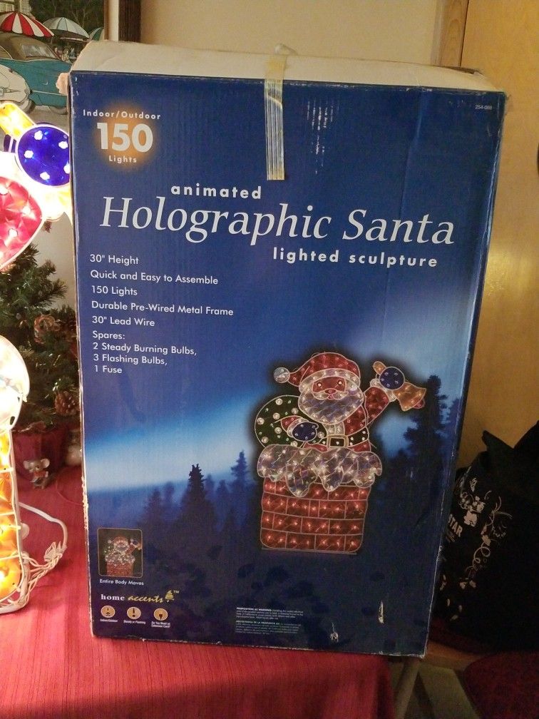 Animated Holographic Santa Lighted Sculpture