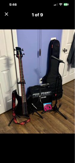 Bass guitar with everything as pictured