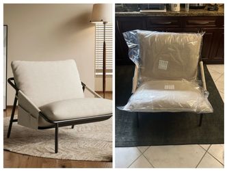 NEW Techmilly Modern Accent Chairs Reading Chairs, Beige Sling Accent Chairs with Cushions